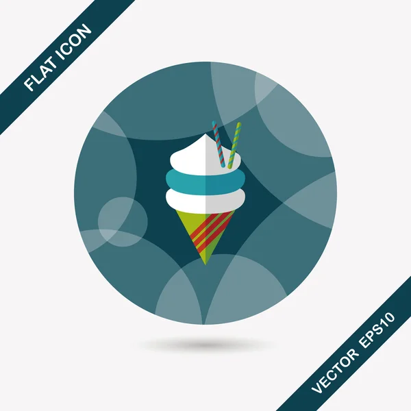 Ícone plano de sorvete com sombra longa, eps10 — Vetor de Stock