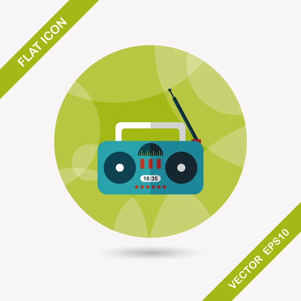 Icono plano de radio con sombra larga, eps10 — Vector de stock