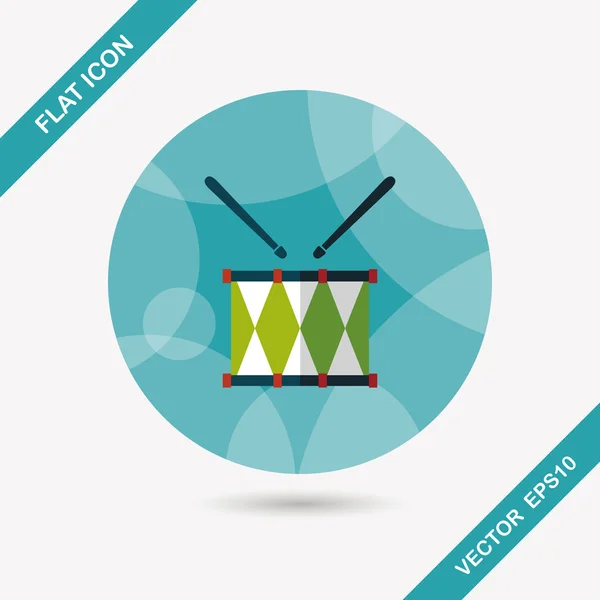 Drum flat icon with long shadow, eps10 — стоковый вектор