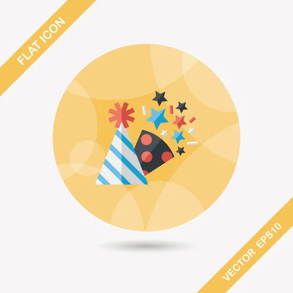 Sombrero de fiesta de cumpleaños icono plano con sombra larga, eps10 — Archivo Imágenes Vectoriales