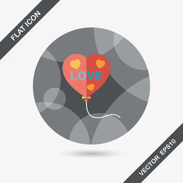 Amor balões plana ícone com sombra longa, eps10 — Vetor de Stock