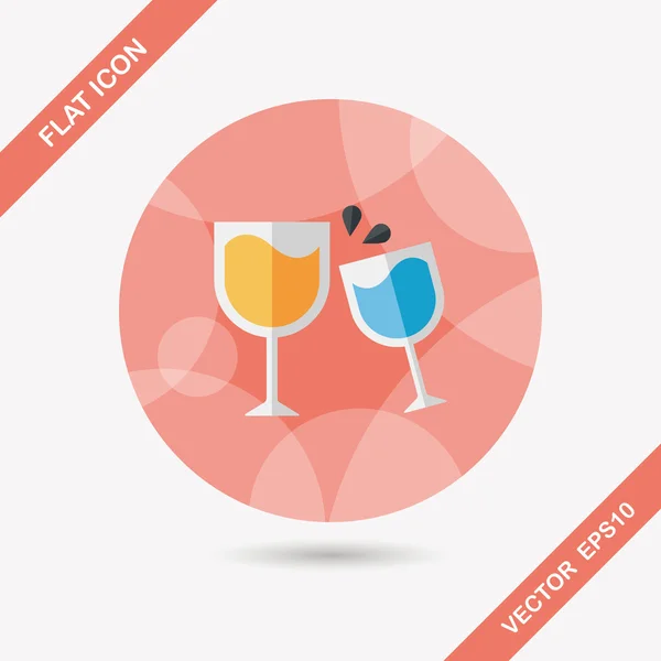 Uzun Gölge, eps10 ile martini cam alkış düz simgesi — Stok Vektör
