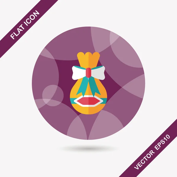 Gift flat icon with long shadow, eps10 — стоковый вектор