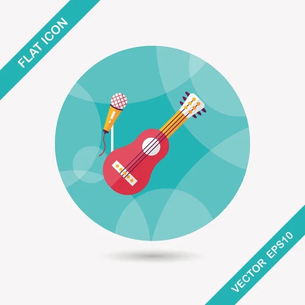 Icono plano de guitarra con sombra larga, eps10 — Vector de stock