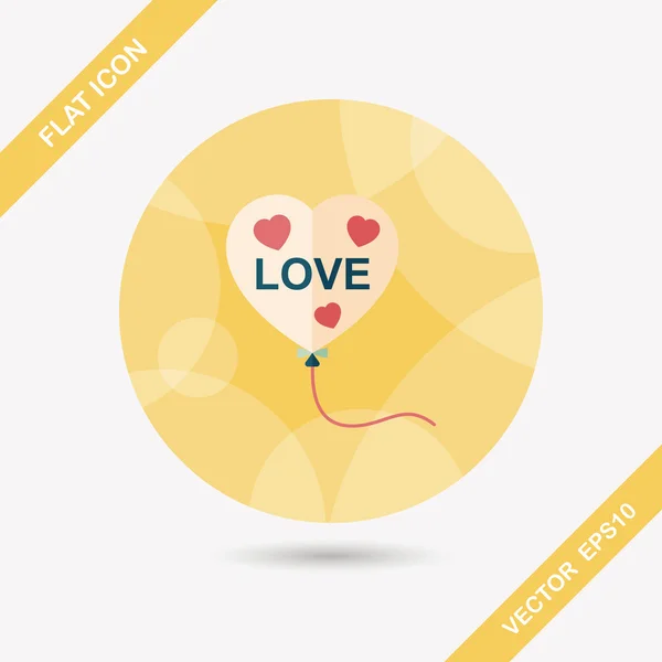 Love balloons flat icon with long shadow,eps10 — Stock Vector