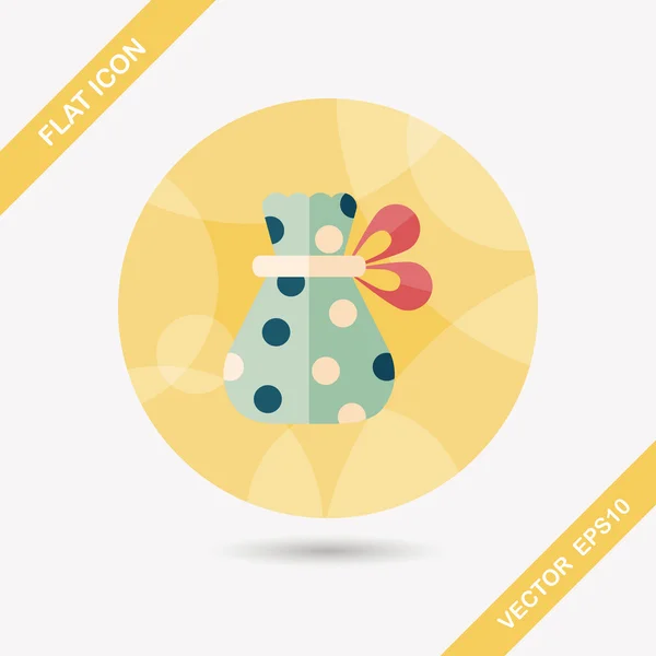 Gift flat icon with long shadow, eps10 — стоковый вектор