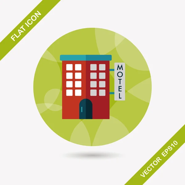 Edificio de motel icono plano con sombra larga, eps10 — Vector de stock