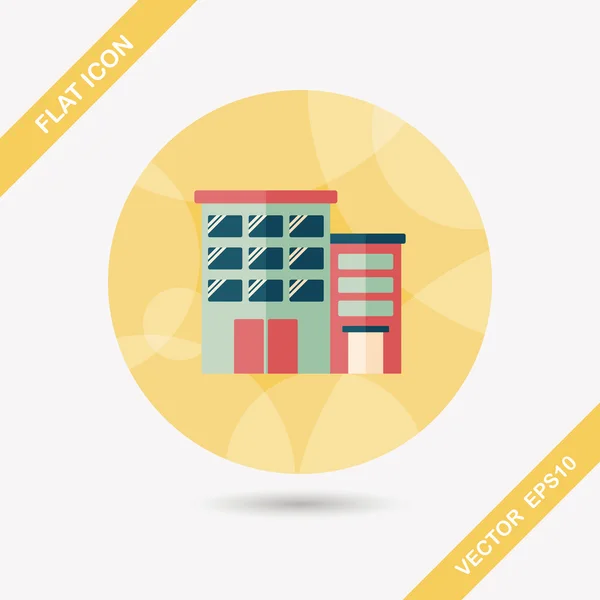 Building apartment flat icon with long shadow, eps10 — стоковый вектор