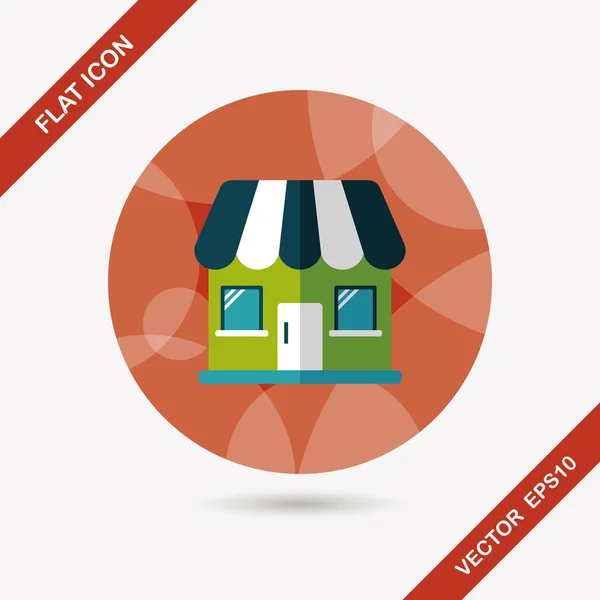 Building house flat icon with long shadow, eps10 — стоковый вектор