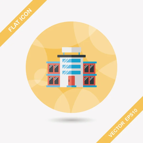 Commerciële gebouw platte pictogram met lange schaduw, eps10 — Stockvector