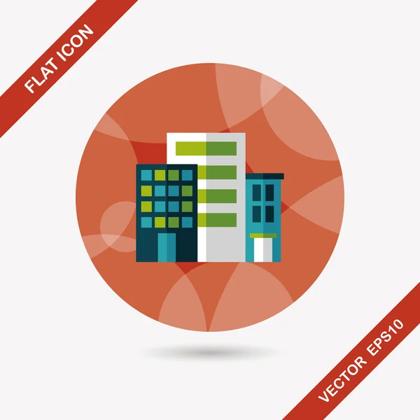 Building flat icon with long shadow, eps10 — стоковый вектор