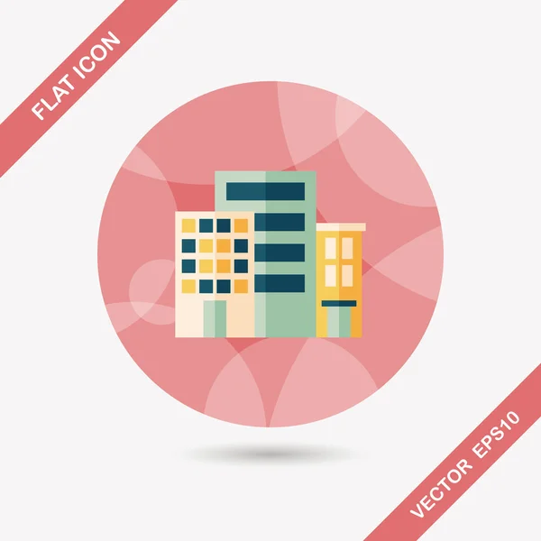 Building flat icon with long shadow, eps10 — стоковый вектор