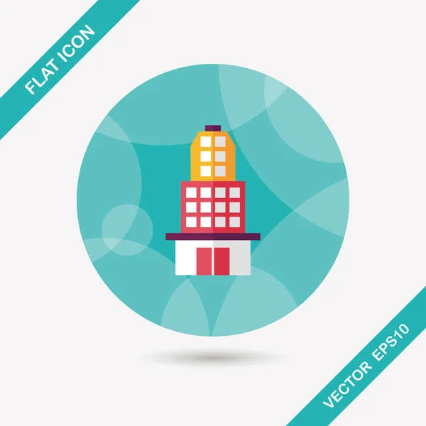 Building flat icon with long shadow, eps10 — стоковый вектор