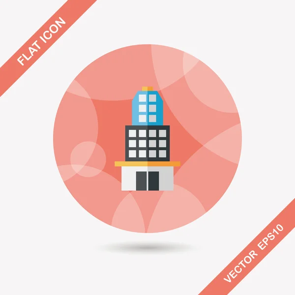 Building flat icon with long shadow, eps10 — стоковый вектор