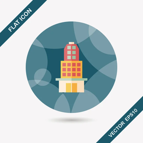 Building flat icon with long shadow, eps10 — стоковый вектор