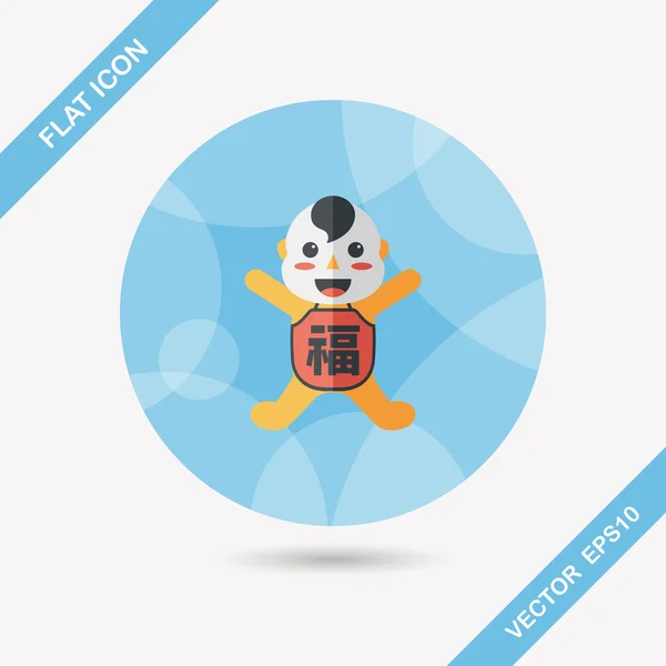 Chinese New Year flat icon with long shadow, eps10, Maitreya doll — стоковый вектор