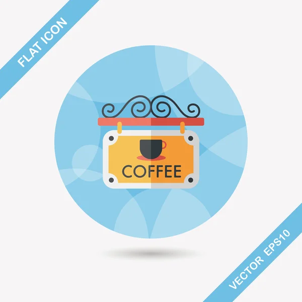 Coffee shop ondertekent platte pictogram met lange schaduw, eps10 — Stockvector