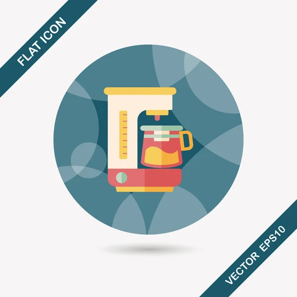 Kaffeemaschine flache Ikone mit langem Schatten, Eps10 — Stockvektor