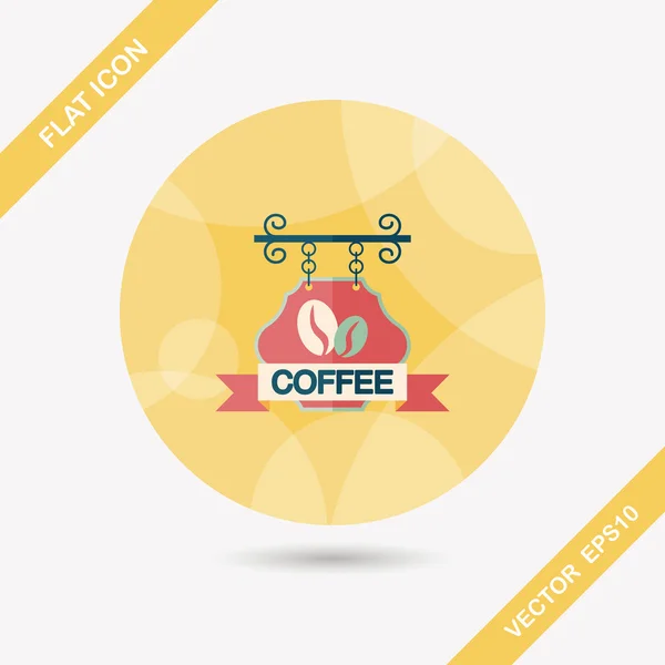 Café assina ícone plano com sombra longa, eps10 —  Vetores de Stock