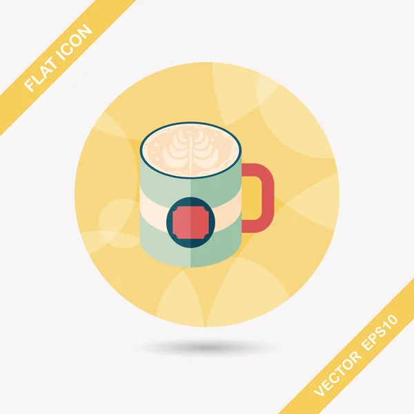 Koffie latte art platte pictogram met lange schaduw, eps10 — Stockvector