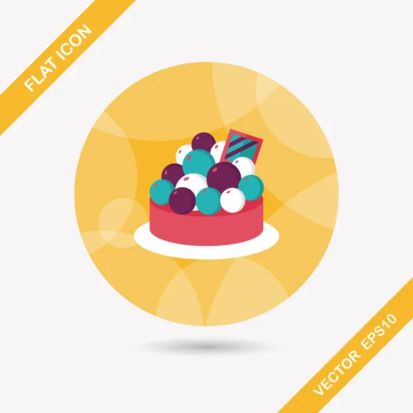 Tarta de frutas icono plano con sombra larga, eps10 — Vector de stock