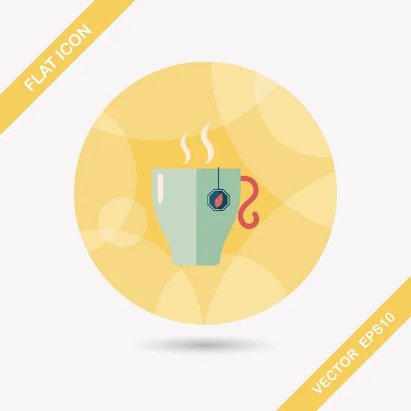 Té caliente icono plano con sombra larga, eps10 — Vector de stock