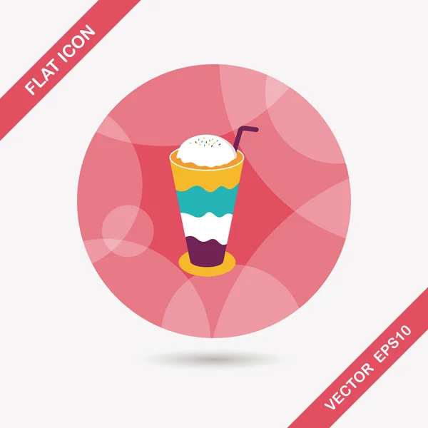 Iced zwevende koffie platte pictogram met lange schaduw, eps10 — Stockvector