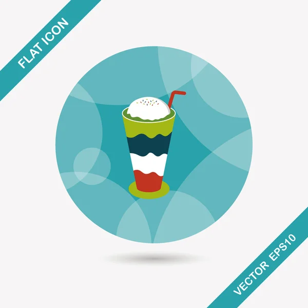 Ice floating coffee flat icon with long shadow, eps10 — стоковый вектор