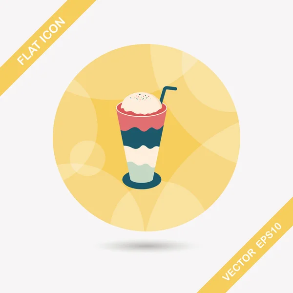 Helado flotante icono plano de café con sombra larga, eps10 — Vector de stock