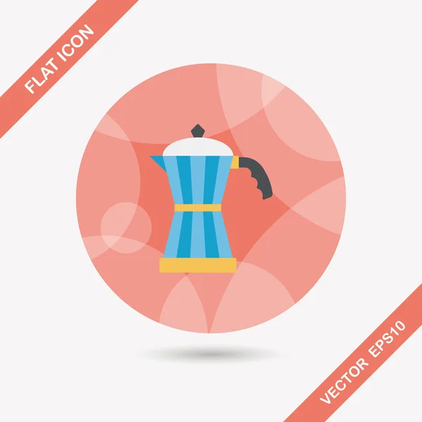 Koffie waterkoker platte pictogram met lange schaduw, eps10 — Stockvector