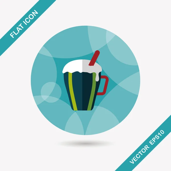 Hete melkroom koffie platte pictogram met lange schaduw, eps10 — Stockvector