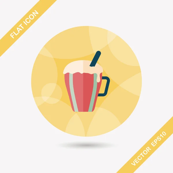 Crema de leche caliente café icono plano con sombra larga, eps10 — Vector de stock