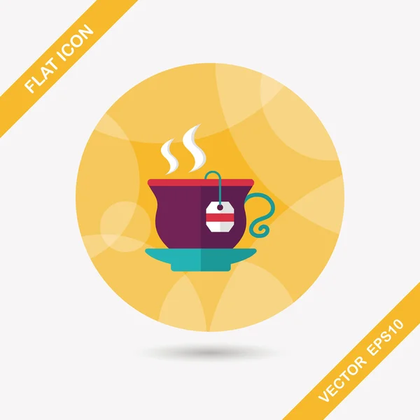 Hot tea flat icon with long shadow, eps10 — стоковый вектор