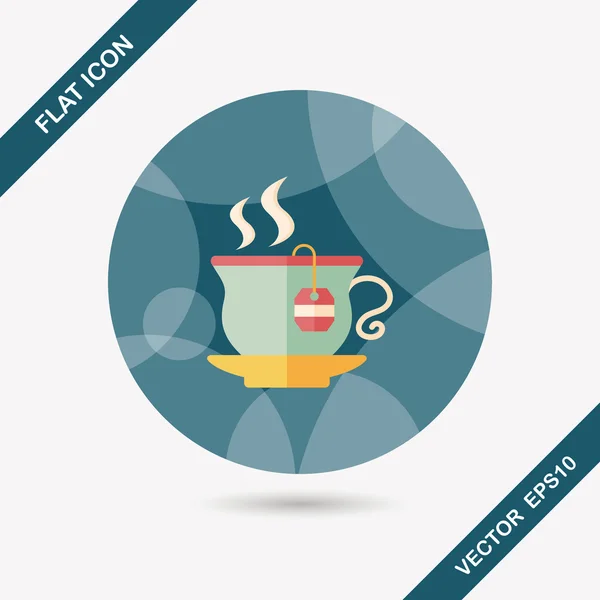 Hot tea flat icon with long shadow, eps10 — стоковый вектор