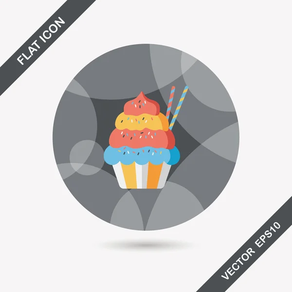 Cupcake platte pictogram met lange schaduw, eps10 — Stockvector