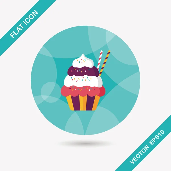 Icona piatta cupcake con lunga ombra, eps10 — Vettoriale Stock