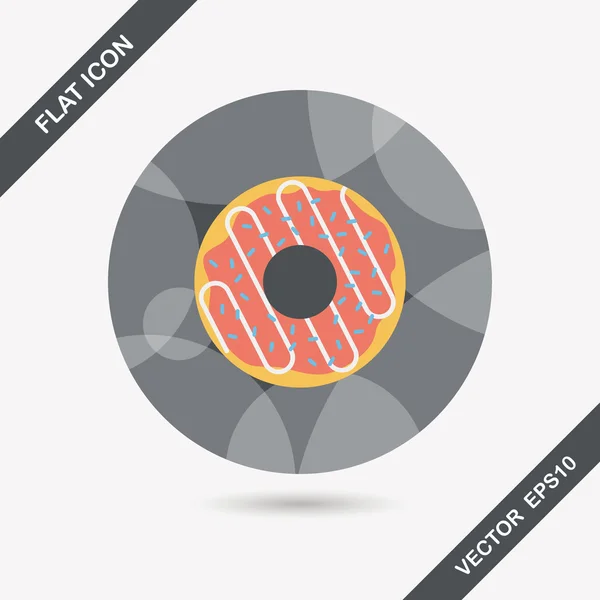 Donut düz simgesi ile uzun gölge, eps10 — Stok Vektör