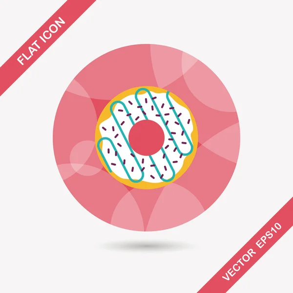 Icône plate Donut avec ombre longue, eps10 — Image vectorielle