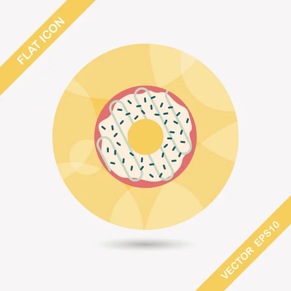 Donut flat icon with long shadow,eps10 — Stock Vector