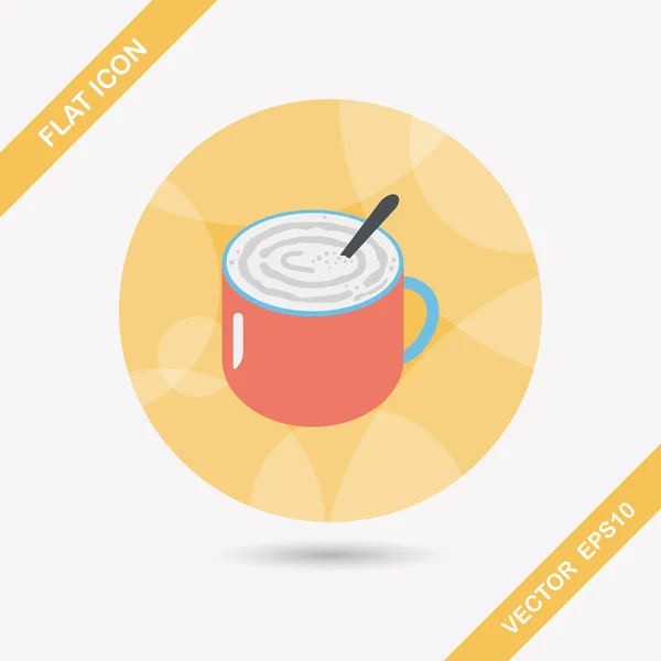 Café latte arte icono plano con sombra larga, eps10 — Vector de stock