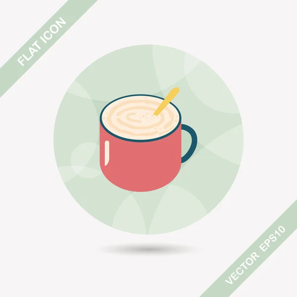 Ikon kopi latte art flat dengan bayangan panjang, eps10 - Stok Vektor