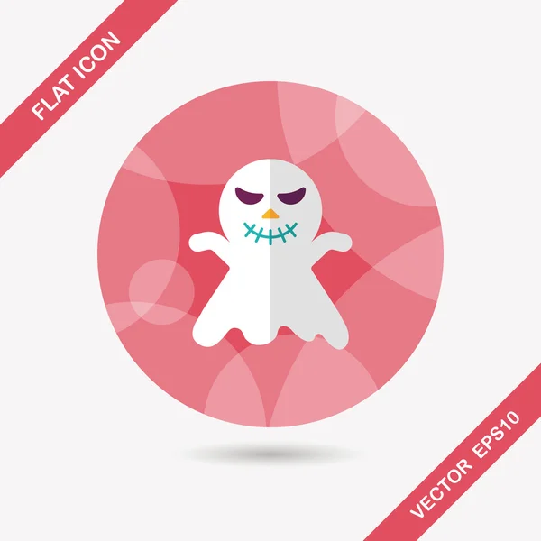 Fantasma icono plano con sombra larga, eps10 — Vector de stock