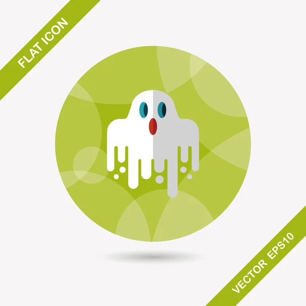 Fantasma icono plano con sombra larga, eps10 — Vector de stock