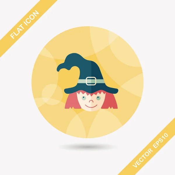 Cute witch flat icon with long shadow,eps10 — Stock Vector