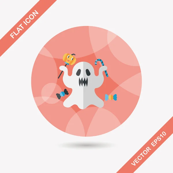 Fantasma icono plano con sombra larga, eps10 — Vector de stock