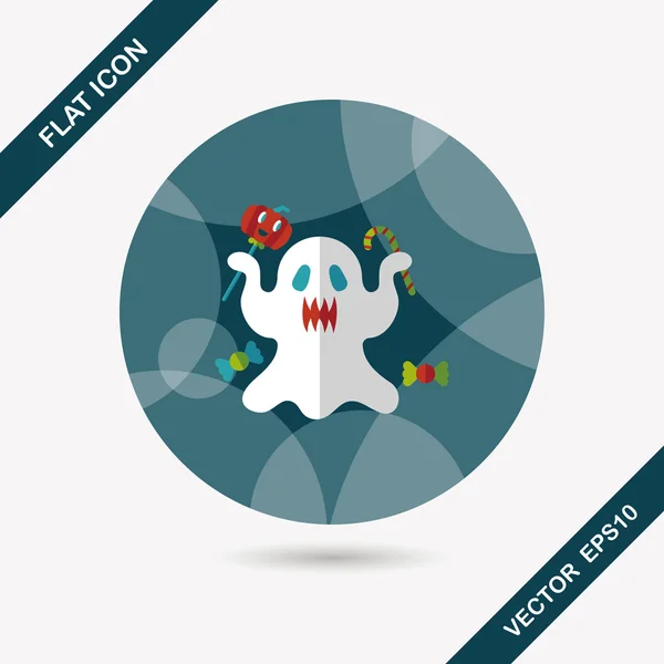Fantasma icono plano con sombra larga, eps10 — Vector de stock