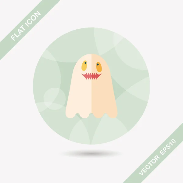 Fantasma icono plano con sombra larga, eps10 — Vector de stock