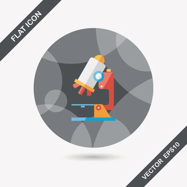 Microscope flat icon with long shadow, eps10 — стоковый вектор