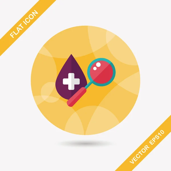 Encontrar sangre icono plano con sombra larga, eps10 — Vector de stock