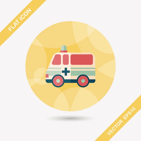 Coche ambulancia icono plano con sombra larga, eps10 — Vector de stock